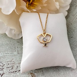 Born to Rally Pickleball Necklace, Pickleball Gift for Women, Pickleball Jewelry, Silver Pickleball Paddle Pendant Necklace