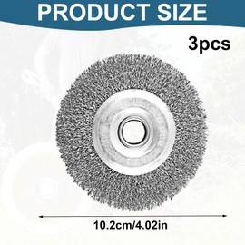 3Pcs Steel Wire Brushes Drills, 3pcs 100mm Wire Brush for Angle Grinder, Wiree Wheel Brushs f or Cleaning Rust Removal Polishing Deburring & Paint (Sliver)