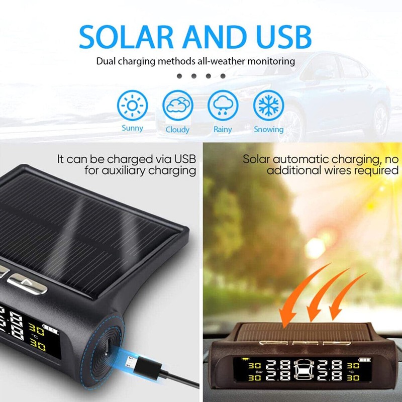 Tyre Pressure Monitoring System, Solar Wireless TPMS + 4 External