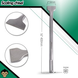 Monkey King Bar SDS Max Bits 16" Chisel Set - 3pcs Masonry Drill Bits for All Brand Hammer Drills - Point, Scaling, and Flat Chisels