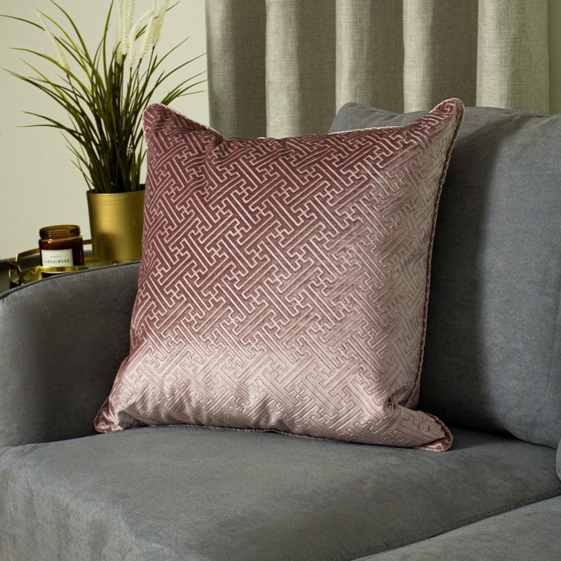 Paoletti Florence Cushion Cover, Blush, 55 x 55cm