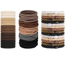 Hair Ties No Damage Seamless Hair Accessories for Women High Elastic Ponytail Holders in3 Styles Ponytail Holders for Girls with Thick and Thin Hair(Brown)