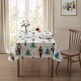 Serafina Home NUTCRACKER REUSABLE VINYL TABLECLOTH FLANNEL BACK 52" X 70"
