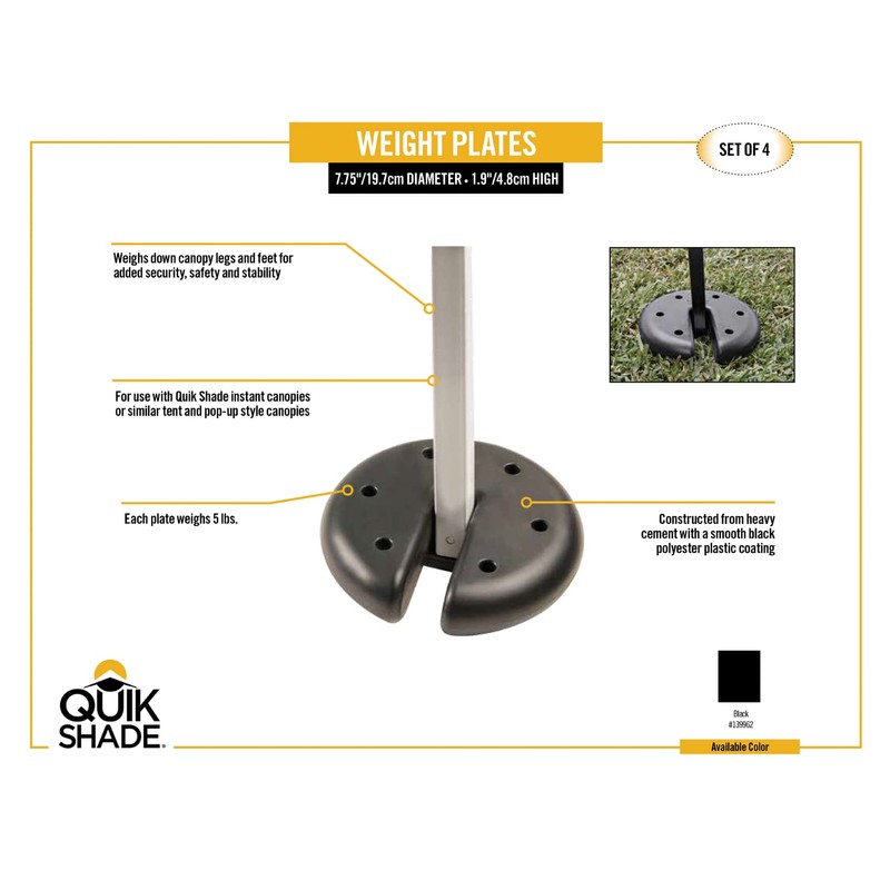 Quik Shade Set of 4 Heavy Duty Weight Plates for