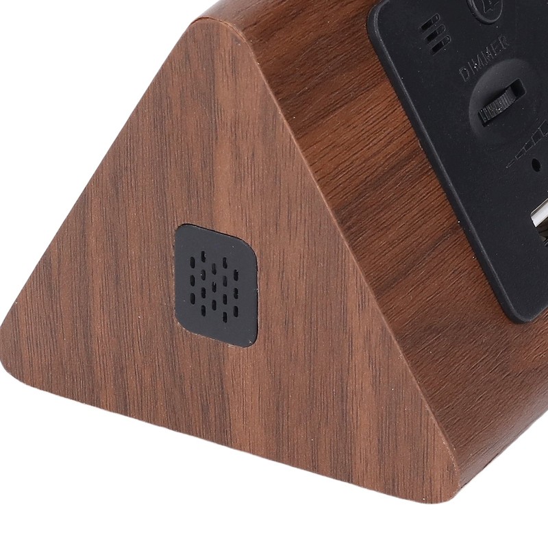 LED Digital Alarm Clock Multipurpose Wooden Clock with Voice Control