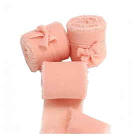 CXY Frayed Chiffon Ribbon 5 Metres Long 4cm Wide (Peach Pink)
