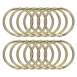 sourcing map 14pcs Shower Curtain Rings, 1.5 Inch ID Metal Round Snap Shower Curtain Hooks Glide Smoothly Shower Hooks for Bathroom Shower Curtain Rods, Gold