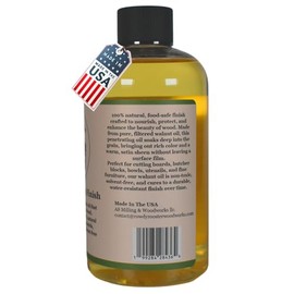 Refined Walnut Oil for Wooden Kitchen Items and More-Premium Wood Finish, Conditioner & Sealer, Food Safe, Long-Lasting, Protects and Seals. Light Color - USA Made (9 fl.oz)