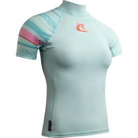 CRESSI Shield Lady Rash Guard Short/SL Aquamarine Pink- Rash Guard Short Sleeve Protective for SUP and Water Sports, Aquamarine/Pink, L/4, Womans