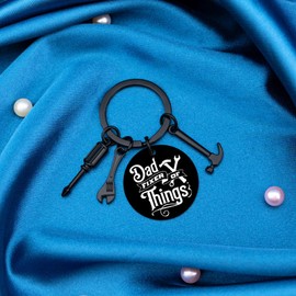 ichrati Stocking Stuffers for Men Adults Cool Dad Birthday Gifts Best Dads ever Gift for Fathers Day Presents Idea from Daughter Son Funny Father’s Day Dad Fixer of Things Hammer Key Chain (Black)