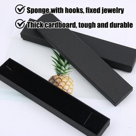 YNR 2 Pcs Black Long Necklace Case, Necklace Box, Jewellery Box Gift, Bracelets Pendant Display Boxes for Mothers Day, Christmas, Thanksgiving, Wedding, Birthday (21 * 4 * 2cm)