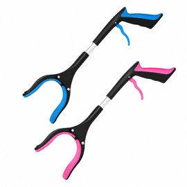 Grabber Stick (Pack of 2) 42cm/16" Litter Pickers for Children, Lightweight Grabbers for Disabled with Strong Grip & Soft Handle (42 cm, 1 Pink 1 Blue)