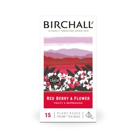 Birchall Tea Bags, Red Berry & Flower Tea Gift, Caffeine Free Tea Bursting with Full Flavour, Perfect Vegan Gifts, 15 Plant-Based Prism Tea Bags
