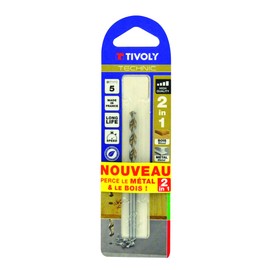 Tivoly 10804420200 Blister Pack of 1 Wood Metal Drill Bit 2 in 1 Technic Graduated, Grey, Diameter 2 mm