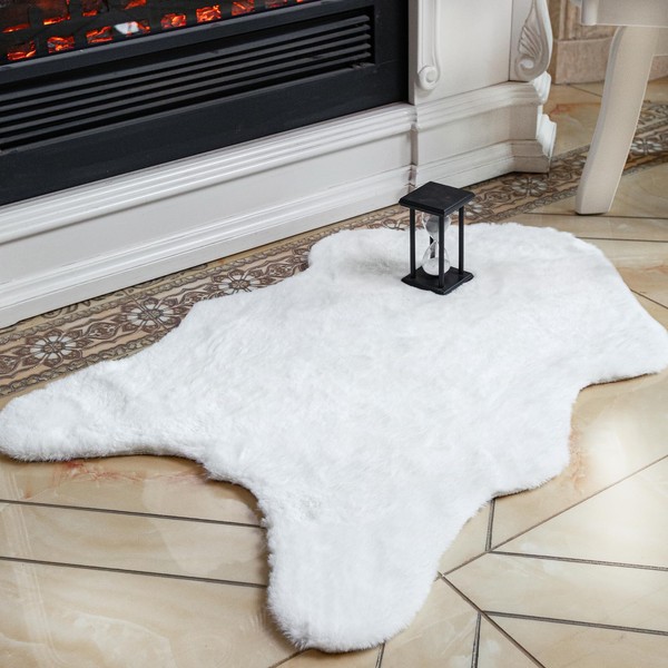 ThreadGlobe Fluffy Faux Rabbit Fur Rug 2'x3', Ultra Soft &