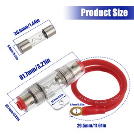BOJACK 8 Gauge AWG 0.3m Power Cable with 50 Amp AGU Fuse Holder 50A (Pack of 2)