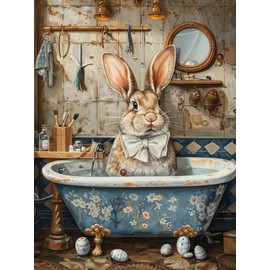 Reofrey DIY Diamond Art Kits for Adults Rabbit, Animal Full Drill Round Rhinestone Diamond Art Painting Accessories, Cross Stitch Embroidery Canvas for Crafts Home Wall Decor 30x40cm