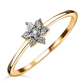 TJC Floral Ring 925 Sterling Silver Rings for Women White Diamond with Platinum, Yellow Gold, or Rose Gold Plating | Prong Setting | Ladies Rings with Gift Box