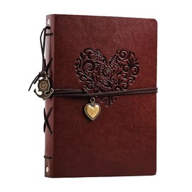 Photo Album Scrapbook 60 Pages Premium Black Paper Memory Book Vintage DIY Leather Cover Photo Book for Kids Graduation Wedding Anniversary Family Travel Birthday Christmas Gifts (Heart)