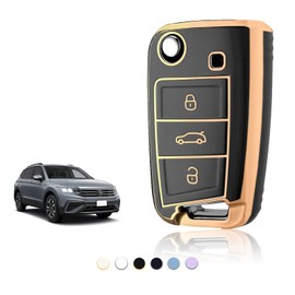 TOOMUME Car Key Cover TPU, Car Key Case Fit for VW Volkswagen Golf 7 Mk7 Polo Jetta Tiguan Seat Leon Fabia Ibiza Skoda Fabia Octavia Superb, Protective Key Fob Cover Key Fob Case - Flip Key