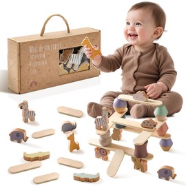 Teverellsax Montessori Spielzeug ab 2 3 4 Jahre, StapelspielTier auf Tier Balancierspiel für Kinder,Holzspielzeug Spielzeug ab 2 Jahre, Baby Training lernspielzeug Kinderspielzeug ab 2 3 Jahre