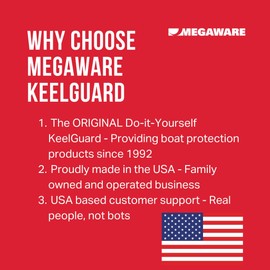 MEGAWARE KEELGUARD USA-Made, Original DIY Keel Guard, 5-Inch Wide, 4-12ft Sizes, 11 Colors, Complete Install Kit with Primer, Hull Protector, for Fiberglass and Some Aluminum Boats (Black)