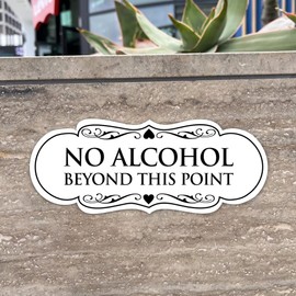 Signs ByLITA Designer No Alcohol Beyond This Point Sign(Black) - Small