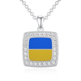 Dorunmo Ukrainian Flag Necklace 925 Sterling Silver Ukrainian Flag Jewelry Peace Style Exquisite Cute Pendant Jewelry Gift For Women