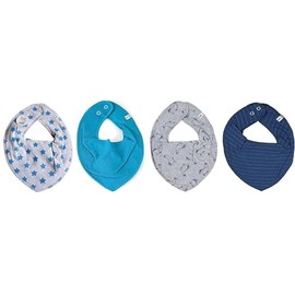 Pippi Set of 4 scarves, 3 x plain neckerchiefs, 1 x Minymo printed scarf, Customisable - *Blue Sealife
