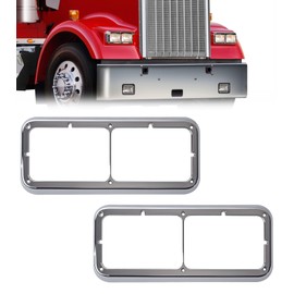 YUWUTF Headlight Bezel Compatible with Kenworth T400 T600 T800 W900 K100 C500 Peterbilt 378 379 Western Star 4900 Freightliner FLD Classic XL Driver and Passenger Side