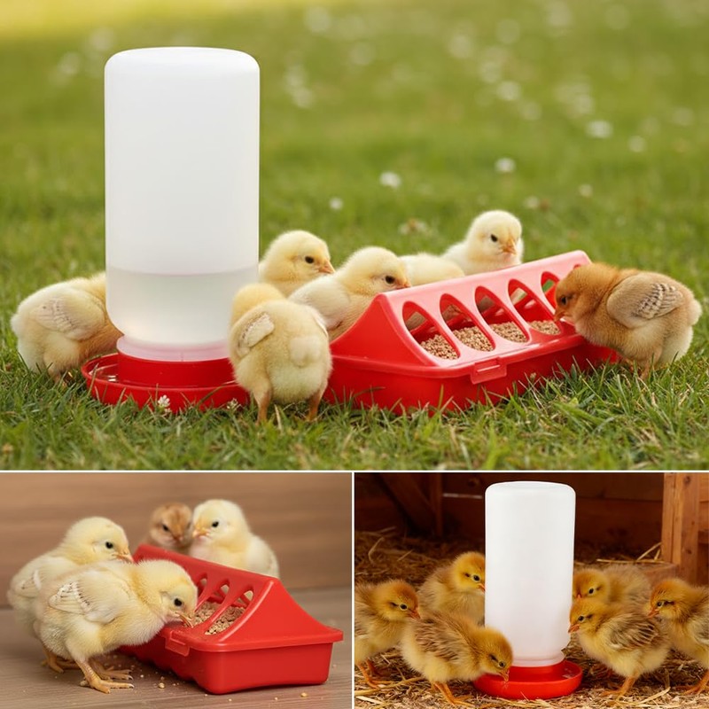 4PCS Chick Feeder and Waterer Kit,3×12-Hole Trough Feeders and 1