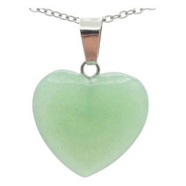 Collar Dije Corazón Cuarzo Verde Cadena Acero Inoxidable Amo Verde