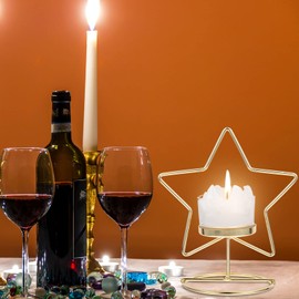 Glass Votive Candle Holders with Stand Gold Star Shaped Clear Crystal Tealight Candle Holder for Meditation Wedding Centerpieces Decor