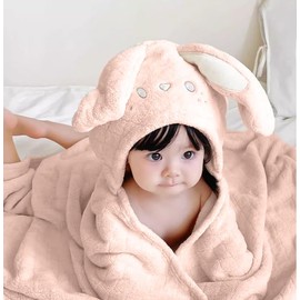 ZOOYII Toalla De Baño para Bebe, 125 * 80 cm Toalla para Bebe con Capucha Ultra Absorbente Suave Y Cómoda para Bebé, Toalla Unisex De Algodón para Niño, Bebe niña (Conejo) Regalos para el Día del Niño