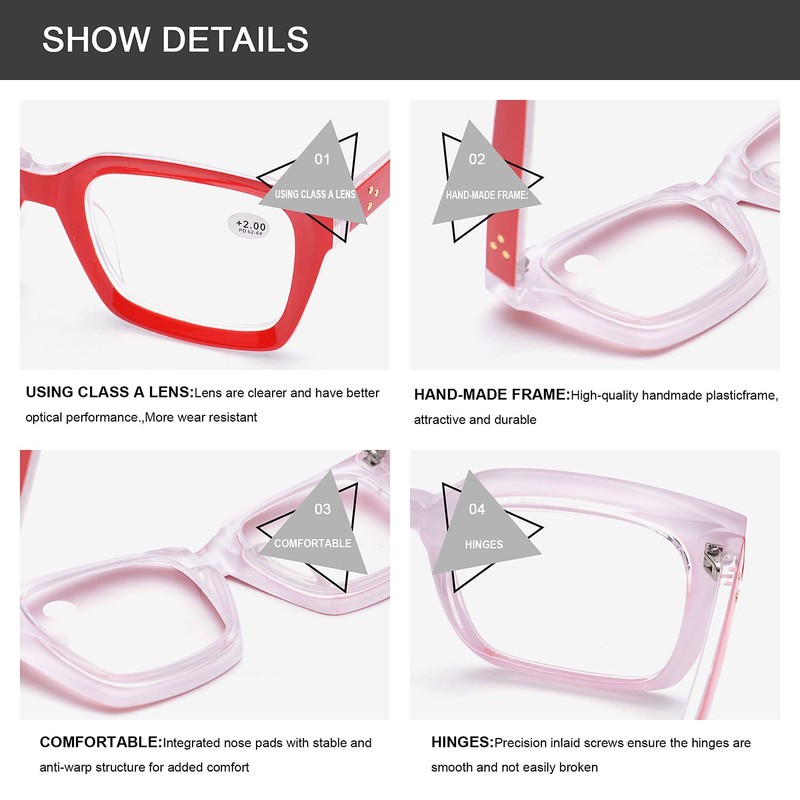 ZUVGEES Retro Style Oversized Blue Light Blocking Large Glasses Frame