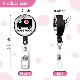 GEYGIE Wee Woo Badge Reel Retractable with Alligator Clip, Funny Ambulance ID Badge Holder Gift for ER Nurse Rapid Response Team Trauma Team Nurse Doctor Coworkers 1st Responders