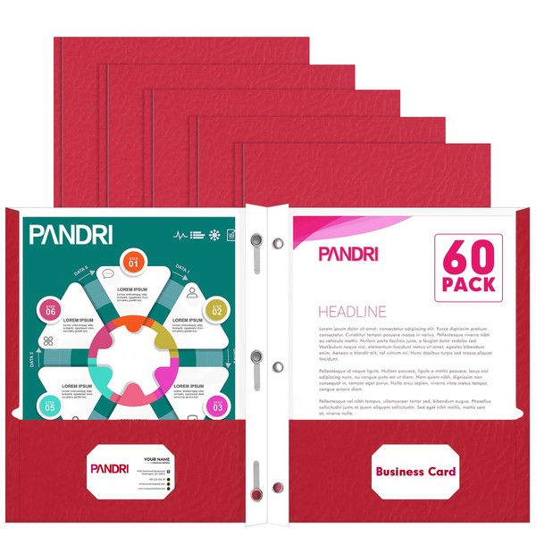 Two Pocket Folders, PANDRI 60 Pack Two Pocket Folders with