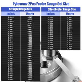 Pylevemv 2Pcs High-Precision Feeler Gauge Set - 32-Blade Straight and 16-Blade Offset Filler Gauge, Dual Marked SAE & Metric Feeler Gauges for Valves, Spark Plug, Engine, Guitar Setup