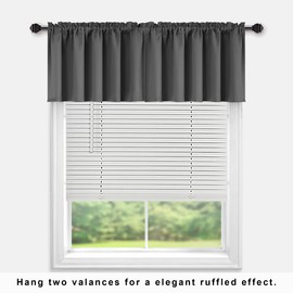 KOUFALL Basement Window Curtains,18 Inch Length Small Blackout Mini Blinds for Transom Windows Well Covers Cafe,Charcoal Dark Grey