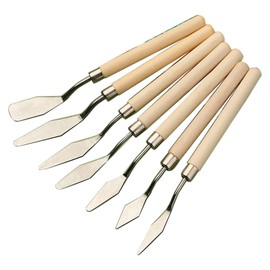 QIANQJL Spatula Palette Knife Set Palette Knives Wood Handle Stainless Steel Blade Mixing Scraper for Oil Acrylic Painting 7X