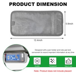 JUSTTOP Handicap Placard Holder, Disabled Parking Permit Sign Protector with Elastic Strap for Car Sun Visor, Transparent PVC Parking Placard Sleeve with Note Paper Slot Pen Holder (Gray)