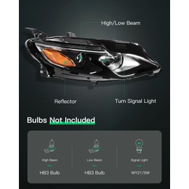 LSAILON Headlight Assembly Replacement Fit For Chevy For Malibu 2019-2021 Black Housing Amber Reflector Clear Lens Driver and Passenger Side GM2503498 84650572 84494360 GM2502498 84650573 84494361