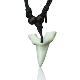 Kuskins Shark Tooth Necklace for Men & Women - Adjustable Cord, Resin Fossil Pendant, Surfer & Beach Jewelry, Cool Shark Teeth Necklace for Boys, Summer Hawaiian Style