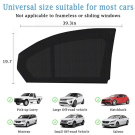 2 Pack Car Window Shades for Baby,Stretchable UV & Glare Protection Mesh Sun Shade for Kids, Pets & Adults,Breathable Sunshade for Car Window,Universal Fits 99% Cars(Black,39.3"X19.7")
