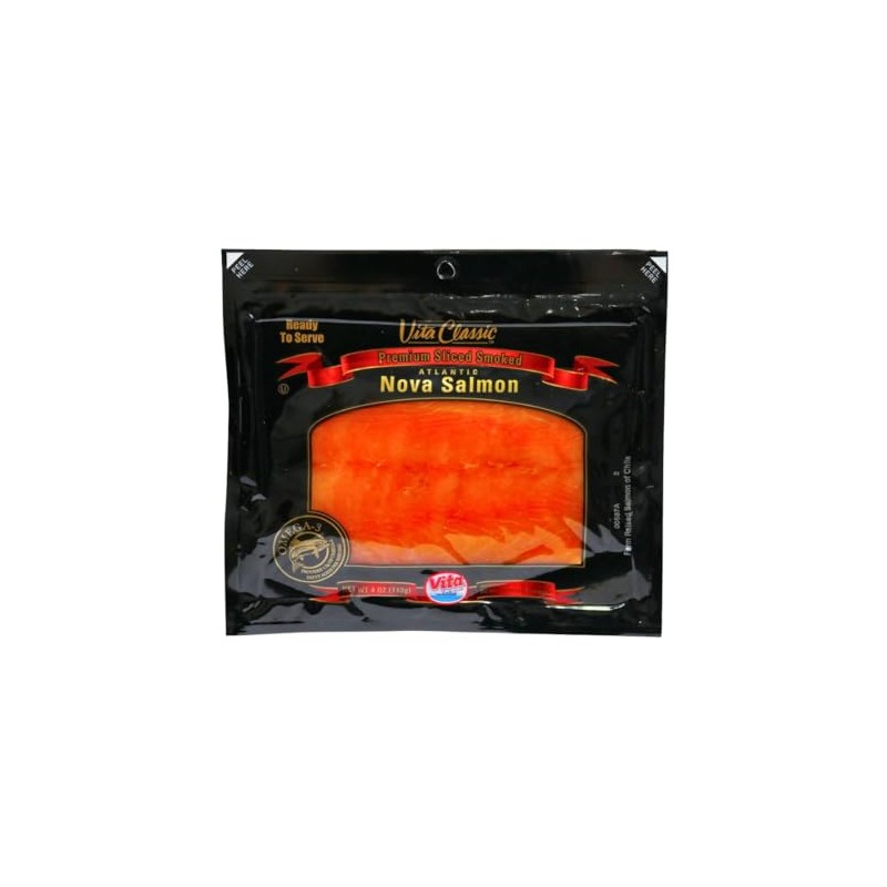 Vita Premium Sliced Smoked Nova Salmon, 4oz (Pack of 4)