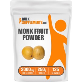 BulkSupplements.com Monk Fruit Powder - Pure Monk Fruit Without Erythritol, Monk Fruit Sweetener - Sugar Substitutes for Baking & Smoothies, Gluten Free - 2000mg per Serving, 250g (8.8 oz)
