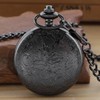 Black Hollow Right Locomotive Quartz Men's Pocket Watch, Arabic Numeral