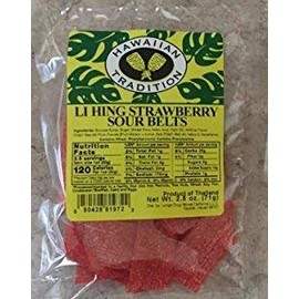 (Pack of 2) Hawaiian Tradition Li Hing Strawberry Sour Belts 2.5 oz.