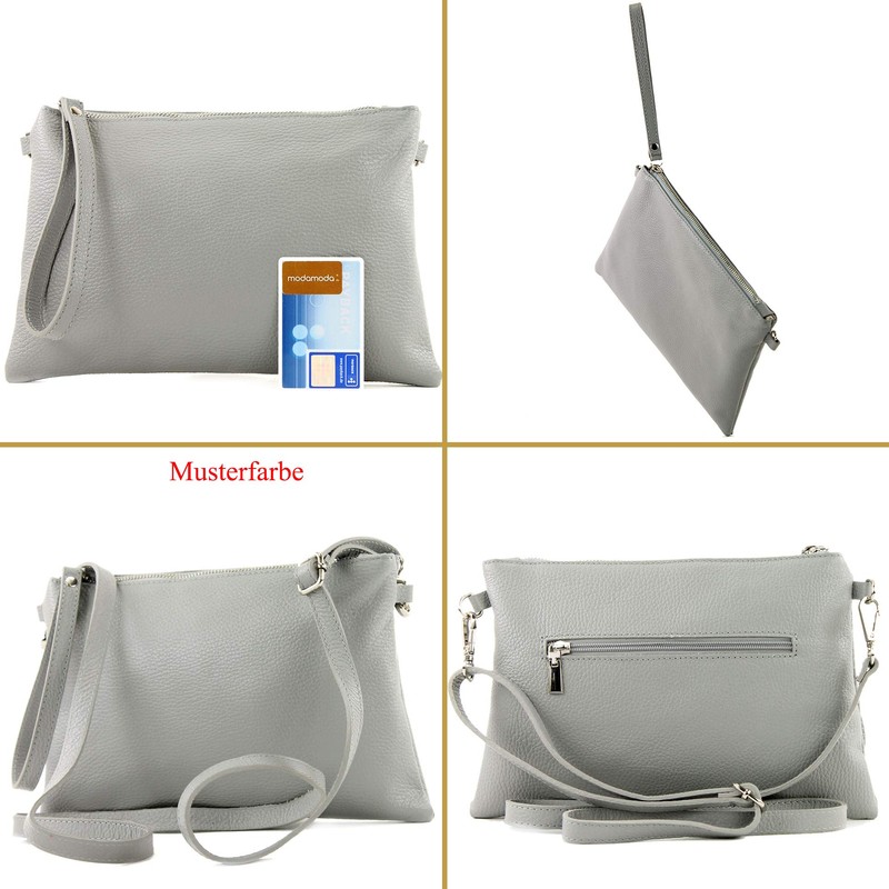 modamoda de T186 Italian Leather Clutch / Shoulder Bag, Medium