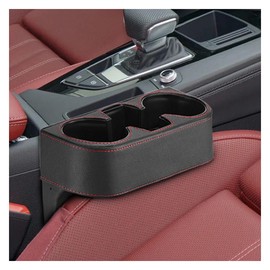ZIMISI Car Cup Holder, PU Leather Auto Front Console Gap Filler Organizer, Multifunctional Cup Drink Holder, Car Seat Gap Filler Storage Box, Coin Bucket, Cell Mobile Phone Holder (Black)